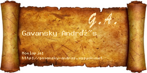 Gavansky András névjegykártya